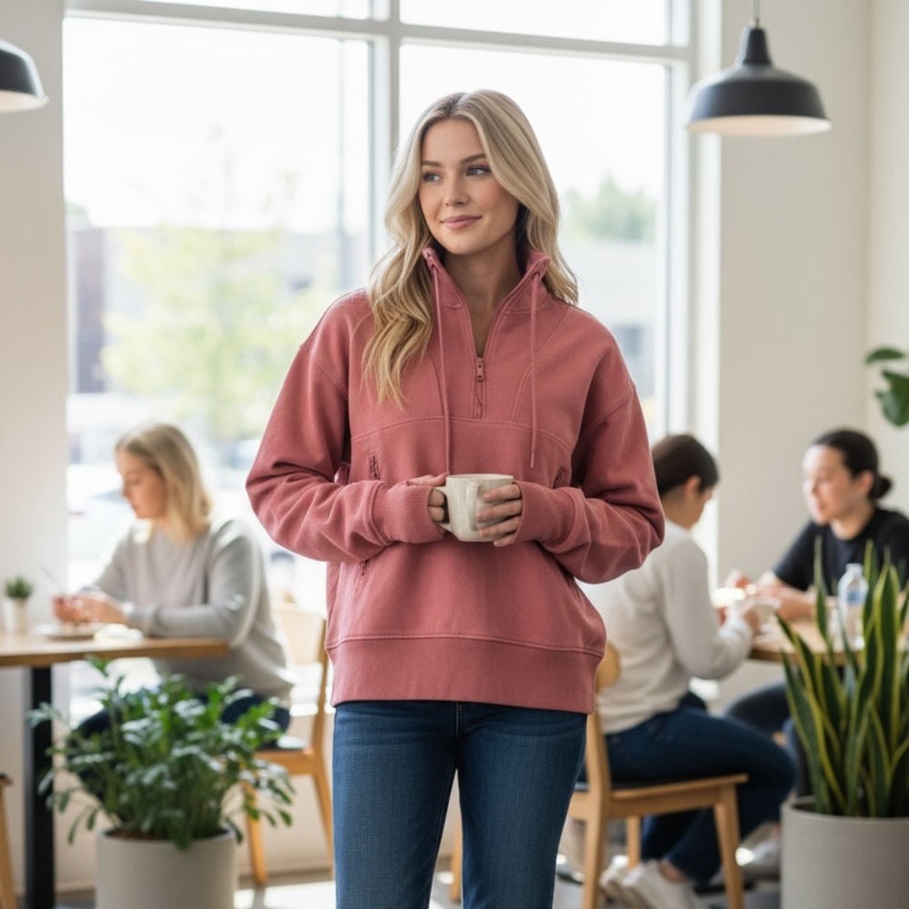 Old Navy Women's Dusty Rose Half-Zip Hoodie